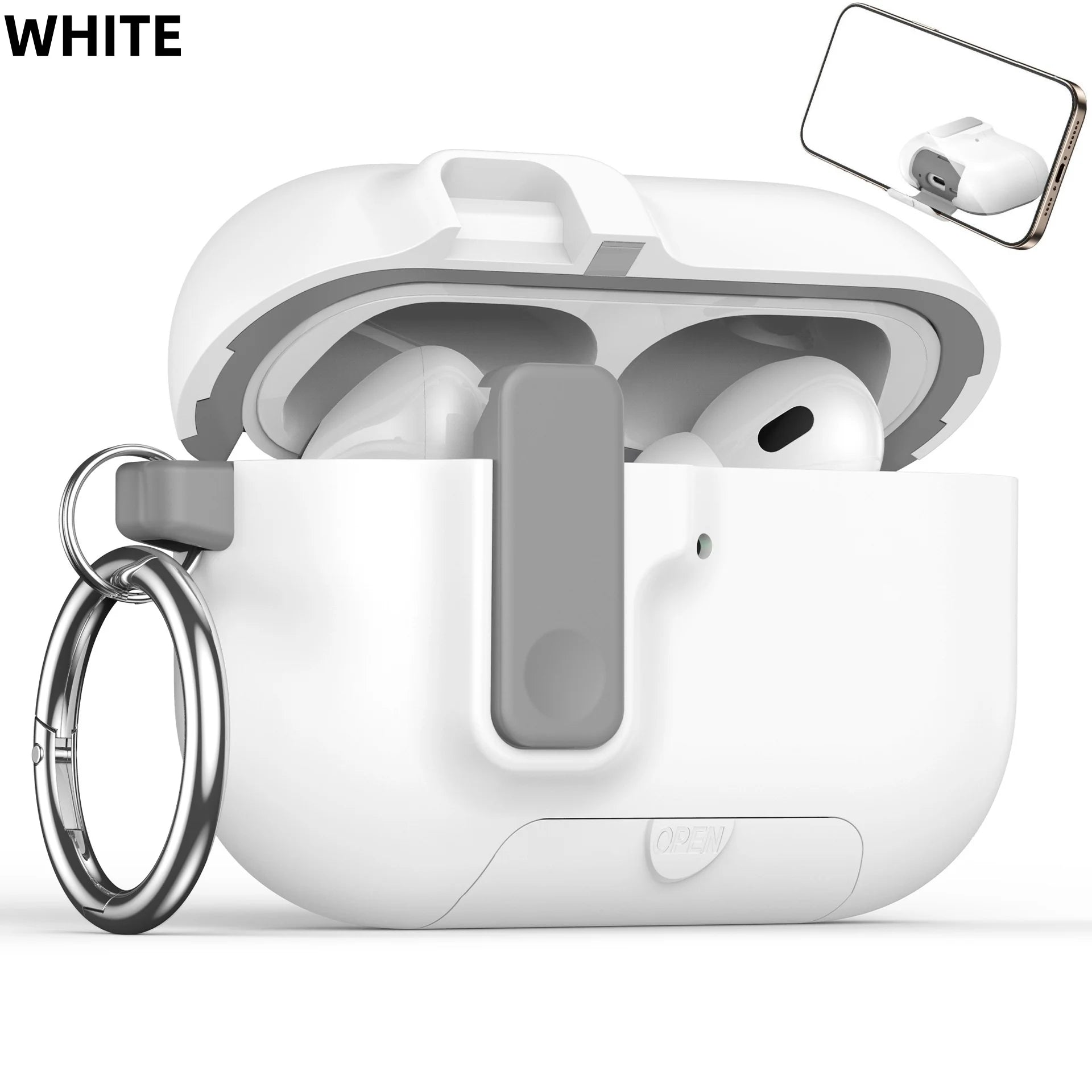 with Phone Holder For AirPods Pro 3 Case with Secure Lock Full Drop Shockproof Protective Cover with Keychain For AirPods Pro 3 (Copie)