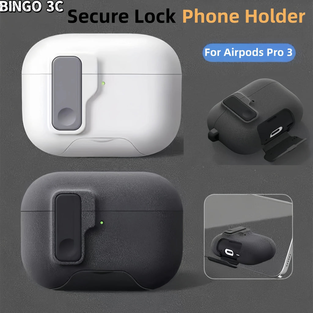 with Phone Holder For AirPods Pro 3 Case with Secure Lock Full Drop Shockproof Protective Cover with Keychain For AirPods Pro 3 (Copie)