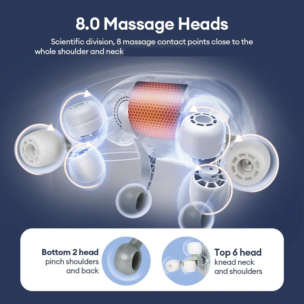 8-Head Kneading Neck Shoulder Relaxation Massage Shawl Wireless Neck And Shoulder Massager Waist Back Neck Trapezius masajeador