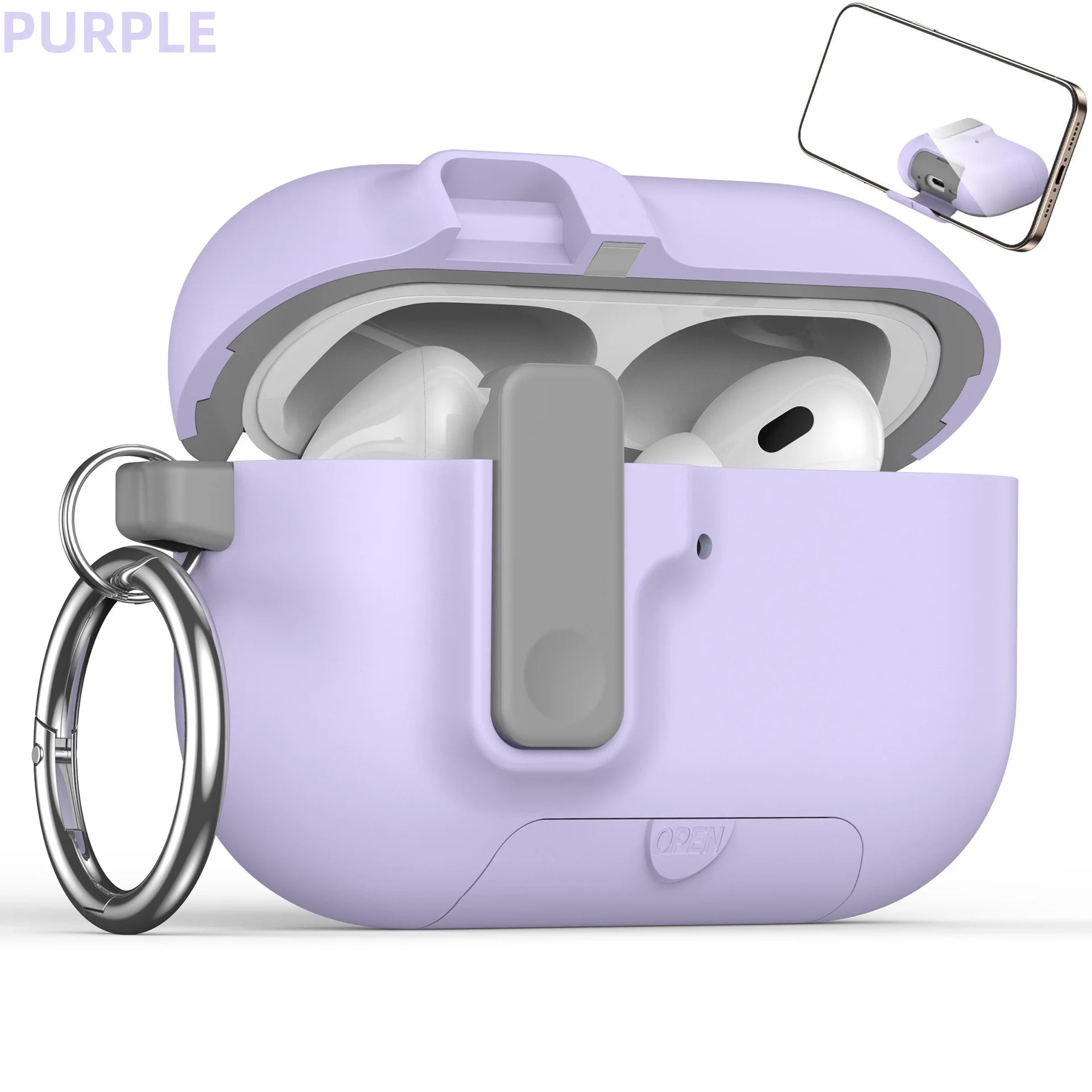 with Phone Holder For AirPods Pro 3 Case with Secure Lock Full Drop Shockproof Protective Cover with Keychain For AirPods Pro 3 (Copie)