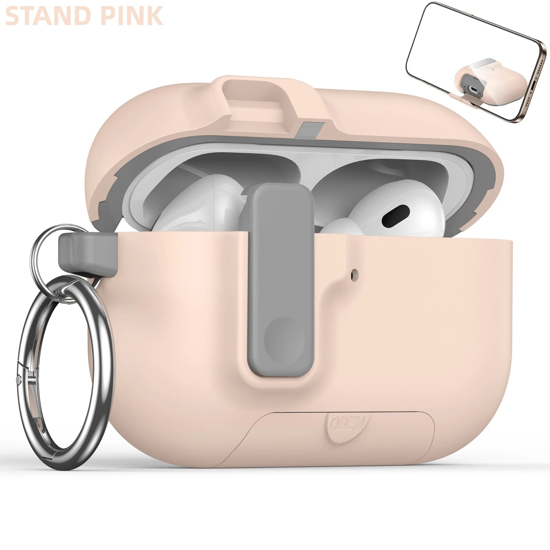 with Phone Holder For AirPods Pro 3 Case with Secure Lock Full Drop Shockproof Protective Cover with Keychain For AirPods Pro 3 (Copie)